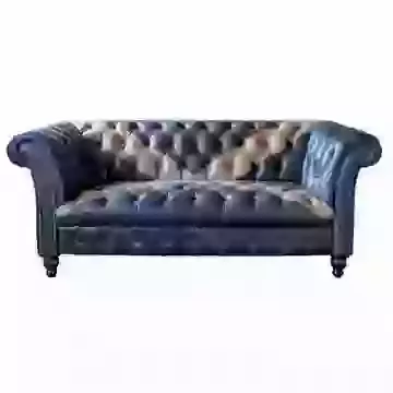 Leather Saltire 2 Seater Chesterfield Sofa with Scottish Flag Design